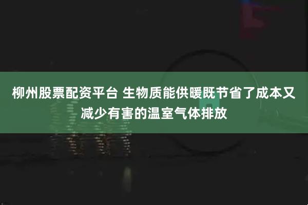 柳州股票配资平台 生物质能供暖既节省了成本又减少有害的温室气体排放
