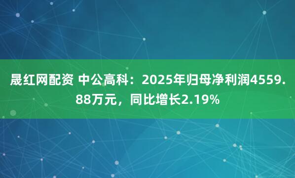 晟红网配资 中公高科：2025年归母净利润4559.88万元，同比增长2.19%